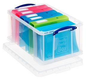 ARCHIVO 2000 CAJA DE ALMACENAJE APILABLE FORMATO A4 C/TAPA 400X610X310 MM CRISTAL TRANSPARENTE