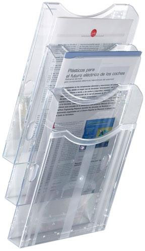 ARCHIVO 2000 EXPOSITOR MURAL ARCHIPLAY 3 COMPARTIMENTOS DIN A4 VERTICAL 105X235X445 MM CRISTAL TRANSPARENTE