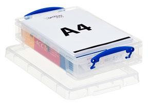 ARCHIVO 2000 CAJA DE ALMACENAJE APILABLE C/TAPA FORMATO FOLIO/A4 255X395X85MM CRISTAL TRANSPARENTE