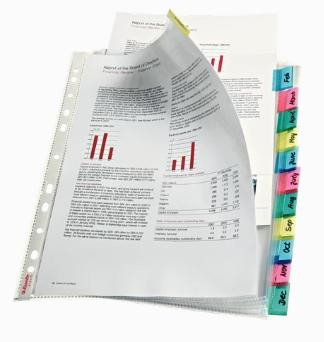 ESSELTE FUNDA MULTITALADRO 11 PP CRISTAL A4 85 MICRAS CON PESTAÑA ÍNDICE COLORES