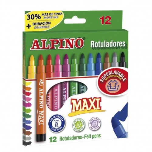 ALPINO ESTUCHE 12 ROTULADORES MAXI COLORES SURTIDOS