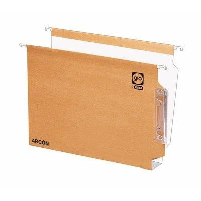 GIO CARPETA COLGANTE VISOR LATERAL ARCÓN KRAFT BICOLOR CARTULINA FOLIO CON ETIQUETAS -25U-