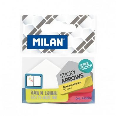 MILAN MARCADORES DE PAGINA FLECHA 2 COLORES -20 MARCADORES-