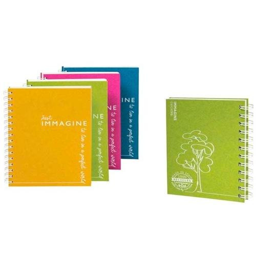 CARCHIVO CUADERNO IMMAGINE ESPIRAL BLANCA A5 80H DOTS PUNTEADO 90GR RECICLADO TAPAS CARTÓN 100% RECICLADO MOSTAZA