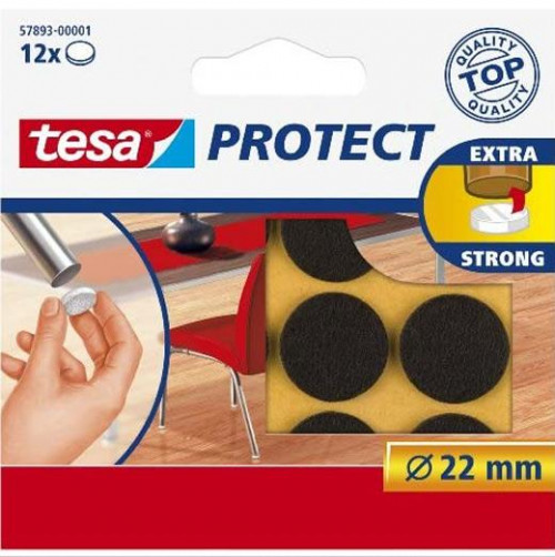 TESA FIELTRO PROTECTOR ANTIRASGUÑOS DIAMETRO Ø22 MM MARRÓN -BLISTER 12U-