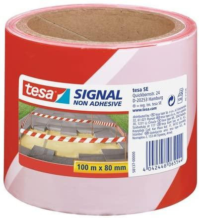 TESA CINTA DE BALIZAMIENTO 100M X 80MM NO ADHESIVA ROJO/BLANCO