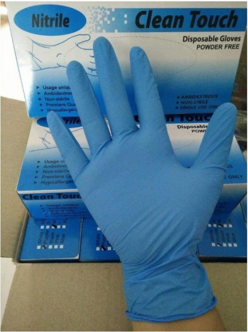 GUANTES DE NITRILO TALLA M AZUL CAJA -100U-