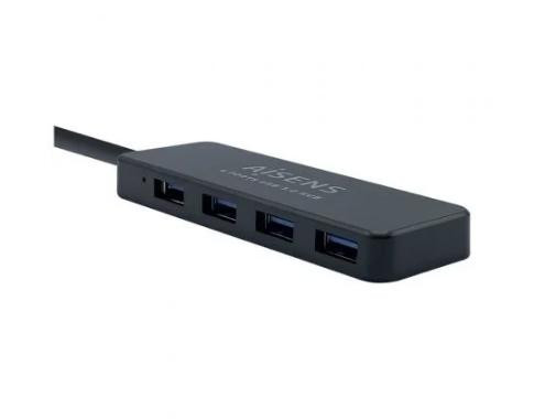 AISENS HUB USB 3.0, TIPO A/M - 4XTIPO A/H NEGRO 30CM