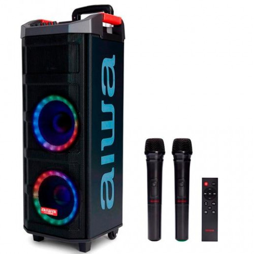 AIWA ALTAVOZ TROLLEY 710 KARAOKE CON DOS MICROS INALAMBRICOS 90W RMS