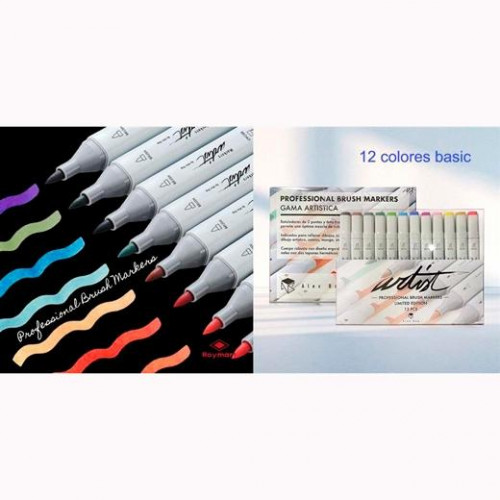ALEX BOG ESTUCHE 12 ROTULADORES PROFESSIONAL BRUSH MARKET BASIC COLORS DOBLE PUNTA BISELADA/PINCEL C/SURTIDOS ALEX BOG ESTUCHE 12 ROTULADORES PROFESSIONAL BRUSH MARKET BASIC COLORS DOBLE PUNTA BISELADA/PINCEL C/SURTIDOS