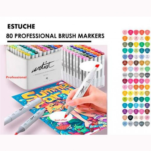 ALEX BOG ROTULADORES CANVAS LUXE PROFESSIONAL BRUSH MARKET DOBLE PUNTA BISELADA / PINCEL C/SURTIDOS EN ESTUCHE DE 80