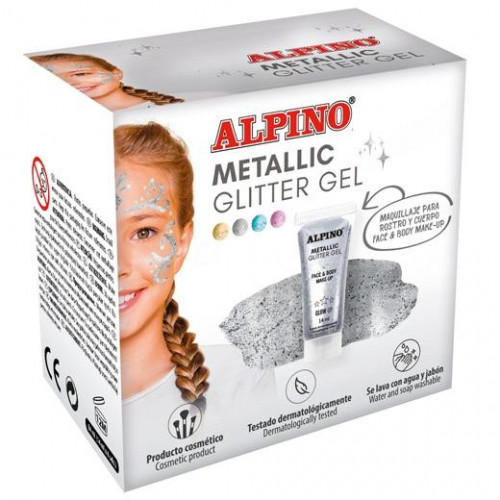 ALPINO GEL CON PURPURINA METALLIC GLITTER CAJA 6U PLATA