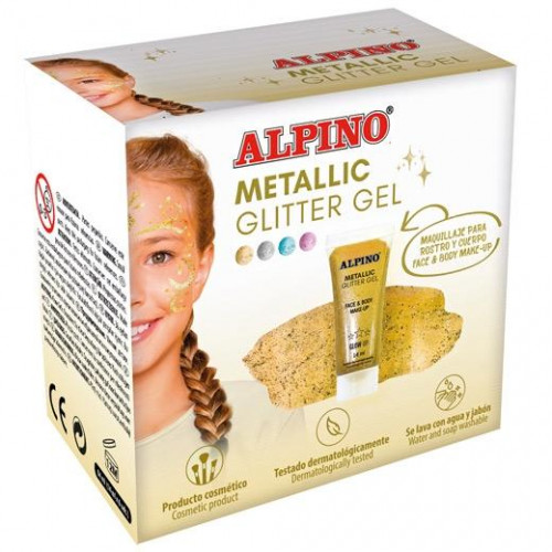 ALPINO GEL CON PURPURINA METALLIC GLITTER CAJA 6U ORO