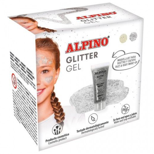ALPINO GEL TRANSPARENTE CON PURPURINA GLITTER CAJA 6U PLATA