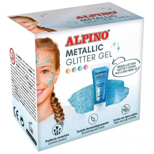 ALPINO GEL CON PURPURINA METALLIC GLITTER CAJA 6U AZUL