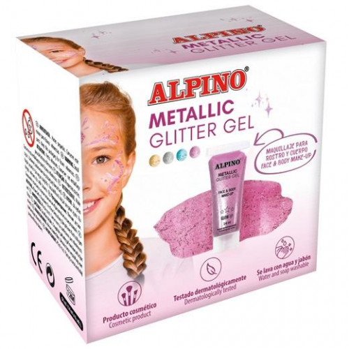 ALPINO GEL CON PURURINA METALLIC GLITTER CAJA 6U ROSA