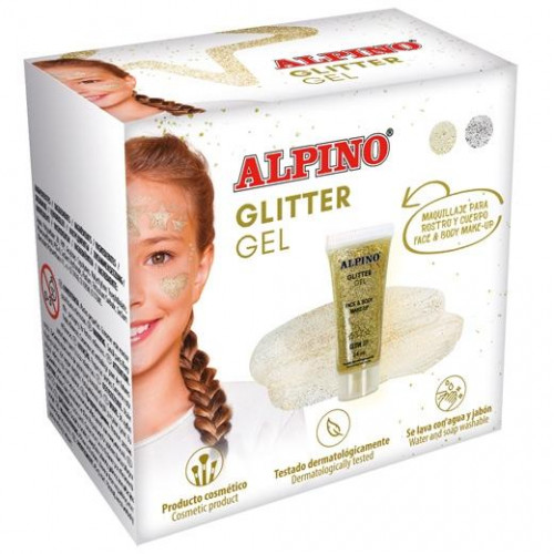ALPINO GEL TRANSPARENTE CON PURPURINA GLITTER CAJA 6U ORO