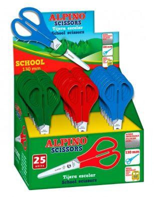 ALPINO TIJERAS ESCOLARES SCHOOL ESPECIAL ACERO INOXIDABLE CAJA EXPOSITORA DE 25 C/SURTIDOS
