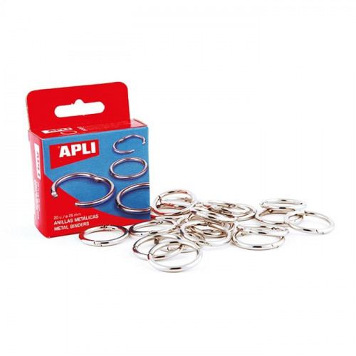 APLI ANILLAS METÁLICAS DE DOBLE BISAGRA NIQUELADAS 20MM -20U- APLI ANILLAS METÁLICAS DE DOBLE BISAGRA NIQUELADAS 20MM -20U-