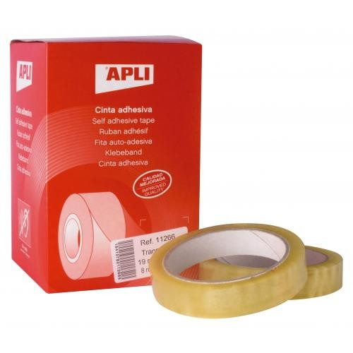 APLI CINTA ADHESIVA TRANSPARENTE ROLLO 19MM X 66M PACK 8U
