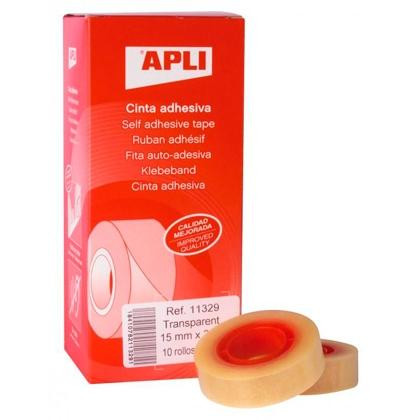 APLI CINTA ADHESIVA TRANSPARENTE ROLLO 15MM X 33M CAJA 10U