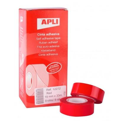APLI CINTA ADHESIVA SILENCIOSA ROLLO 19MM X 33M PP CAJA 8U ROJO