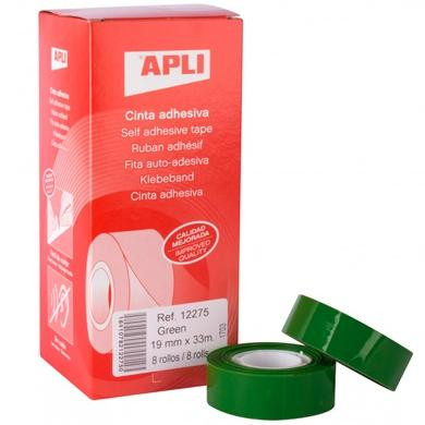 APLI CINTA ADHESIVA SILENCIOSA ROLLO 19MM X 33M PP CAJA 8U VERDE