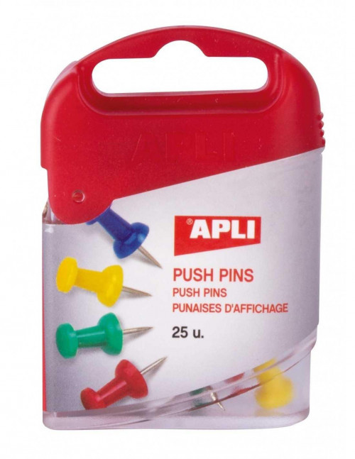APLI CHINCHETAS COLORES PLASTICO SURTIDOS CAJA DE 25