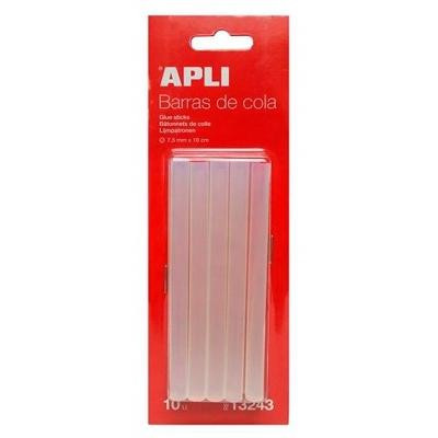 APLI BARRAS ADHESIVAS PARA PISTOLA DE SILICONA CALIENTE TRANSPARENTES Ø7,5MM X 10CM 10U