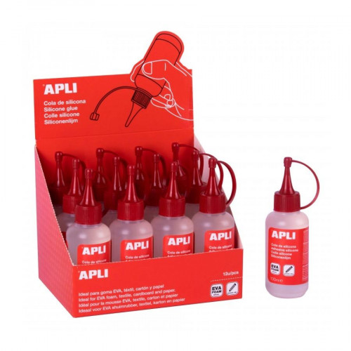 APLI COLA DE SILICONA 100ML EXPOSITOR -12U-