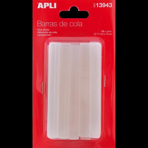 APLI BARRAS ADHESIVAS PARA PISTOLA DE SILICONA CALIENTE Ø11MM X 10CM 10U