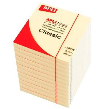 APLI NOTAS ADHESIVAS CLASICAS AMARILLAS 75X75 MM -12U-