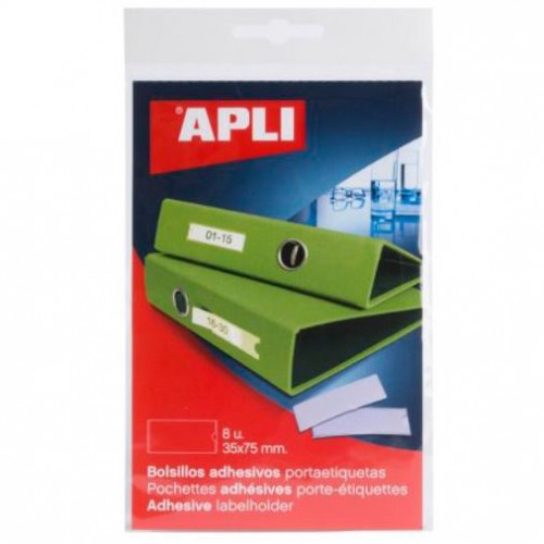 APLI BOLSILLOS ADHESIVOS PORTAETIQUETAS 35X75MM BOLSA DE 8 TRANSPARENTE