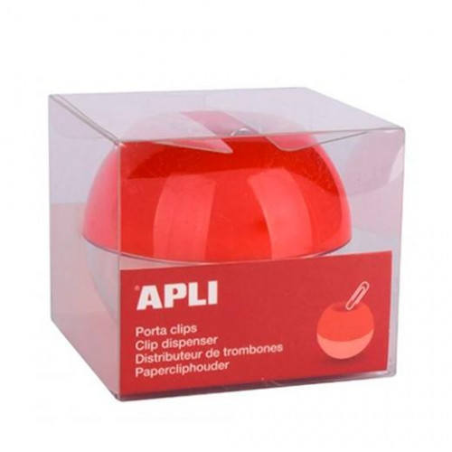 APLI PORTACLIPS REDONDO CON 35 CLIPS ROJO