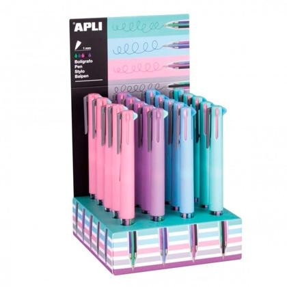 APLI EXPOSITOR BOLÍGRAFO GEL 5 TINTAS NORDIK COLLECTION COLORES SURTIDOS -20U-