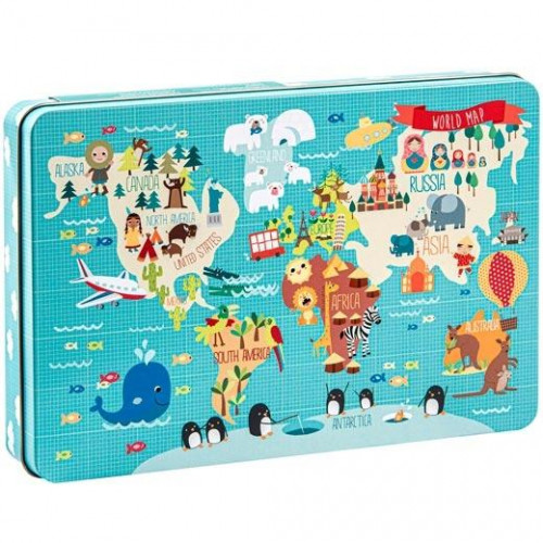 APLI PUZZLE TEMÁTICA MAPAMUNDI 24 PIEZAS CAJA METÁLICA +3 AÑOS