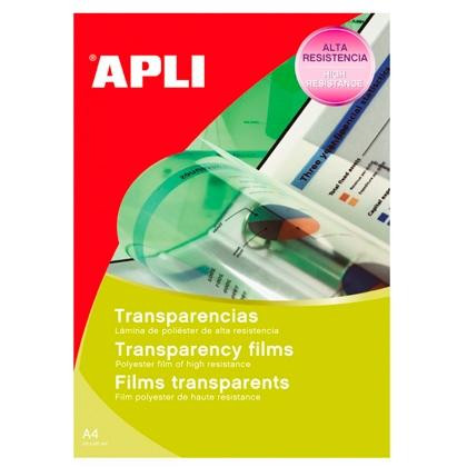 APLI TRANSPARENCIAS SIN BANDA PARA LASER A4 100 MICRAS 100 HOJAS