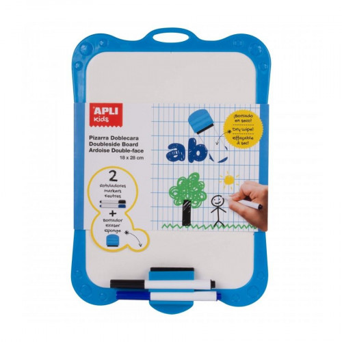 APLI PIZARRA BLANCA RÍGIDA CON BORRADOR Y ROTULADORES 180X280MM