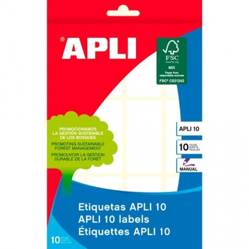 APLI ETIQUETAS ADHESIVAS 26X54MM ESCRITURA MANUAL C/ROMOS 12 X 10H BLANCO