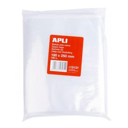 APLI BOLSAS AUTO CIERRE 180X250MM LDPE TRANSPARENTE -100U-