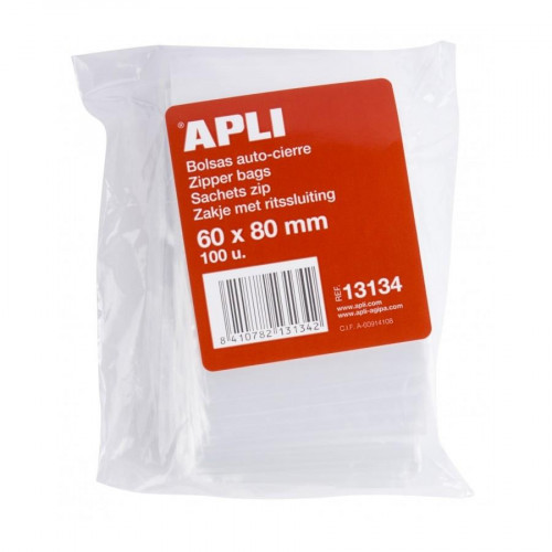 APLI BOLSAS AUTOCIERRE 60X80MM PACK DE 100 BOLSAS