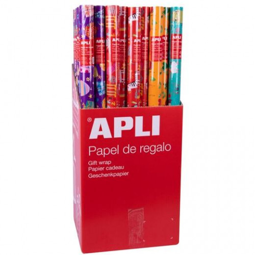 APLI EXPOSITOR PAPEL DE REGALO INFANTIL ROLLO 0,7X2M COLORES SURTIDOS -55U-