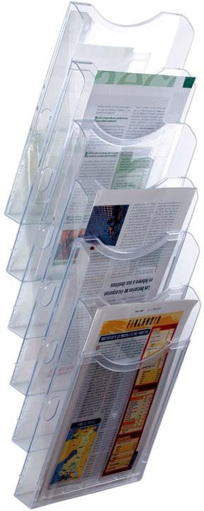 ARCHIVO 2000 EXPOSITOR MURAL ARCHIPLAY 6 COMPARTIMENTOS DIN A4 VERTICAL 190X235X685 MM CRISTAL TRANSPARENTE
