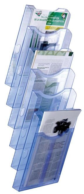 ARCHIVO 2000 EXPOSITOR MURAL ARCHIPLAY 6 COMPARTIMENTOS DIN A4 VERTICAL 190X235X685 MM AZUL TRANSPARENTE