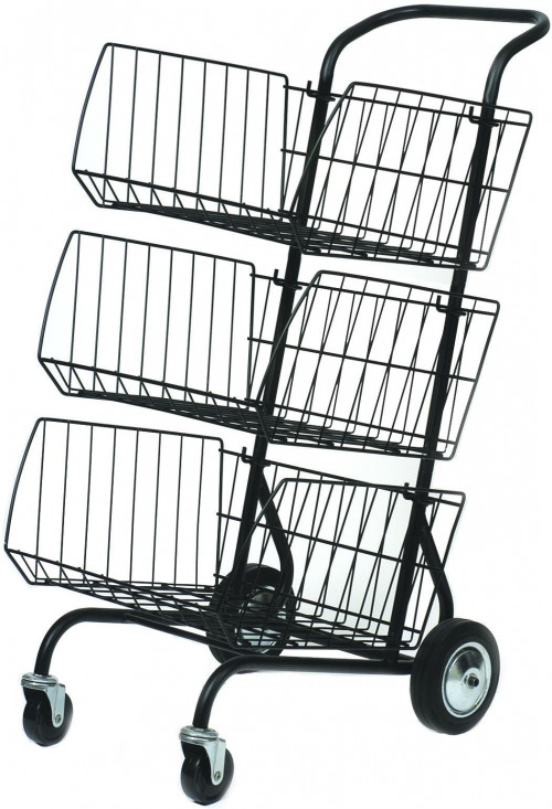 ARCHIVO 2000 CARRITO DE CORRESPONDENCIA ALBA METÁLICO CON 3 CESTAS 460X620X950 MM NEGRO
