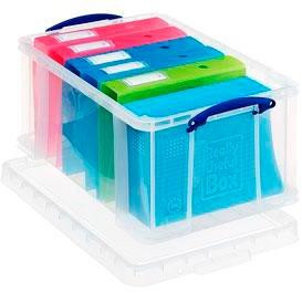 ARCHIVO 2000 CAJA DE ALMACENAJE APILABLE FORMATO A4 C/TAPA 400X610X310 MM CRISTAL TRANSPARENTE