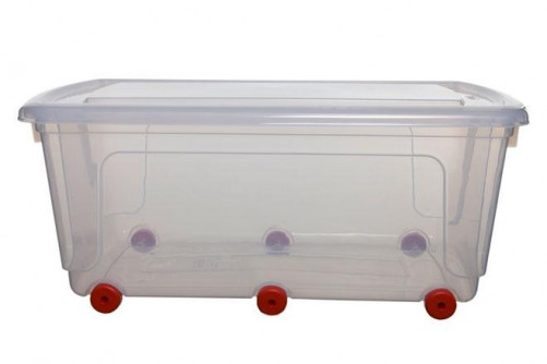 ARCHIVO 2000 CAJA DE ALMACENAJE CON 6 RUEDAS Y TAPA. CAPACIDAD 70 LITROS 440X810X340 MM CRISTAL TRANSPARENTE