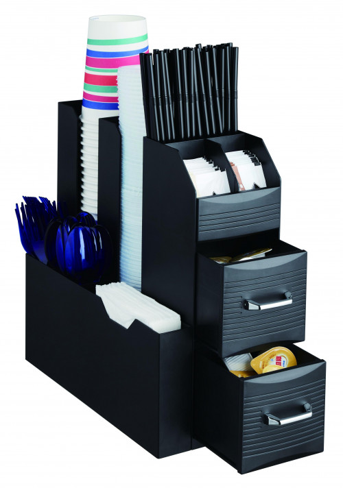 ARCHIVO 2000 ORGANIZADOR LA HORA DEL CAFÉ 2 CAJONES PARA CÁPSULAS Y VARIOS COMPARTIMENTOS 315X140X290 MM NEGRO