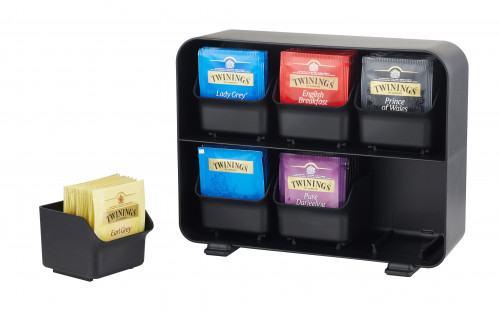 ARCHIVO 2000 ORGANIZADOR  LA HORA DEL CAFÉ 6 COMPARTIMENTOS INFUSIONES Y CÁPSULAS 130X260X200 MM NEGRO