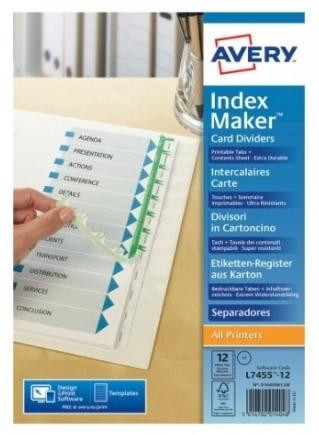 AVERY ÍNDICES SEPARADORES 6 PESTAÑAS PERSONALIZADAS INDEX MAKER 222X297MM BLANCO